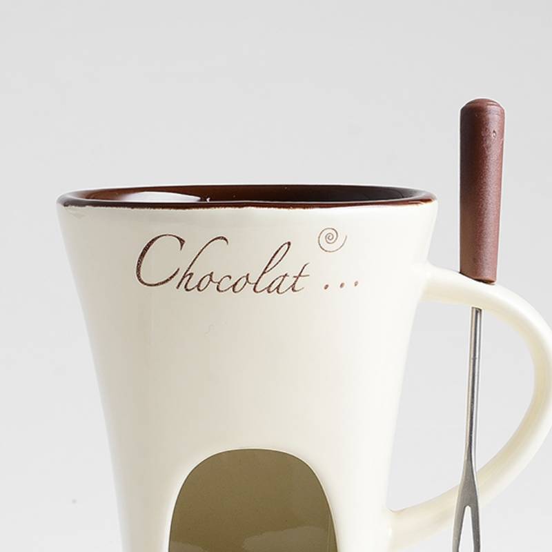 Mini Ceramic Fondue Mug Set – Chocolate, Cheese & Butter Melting Pot
