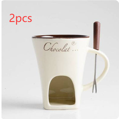 Mini Ceramic Fondue Mug Set – Chocolate, Cheese & Butter Melting Pot