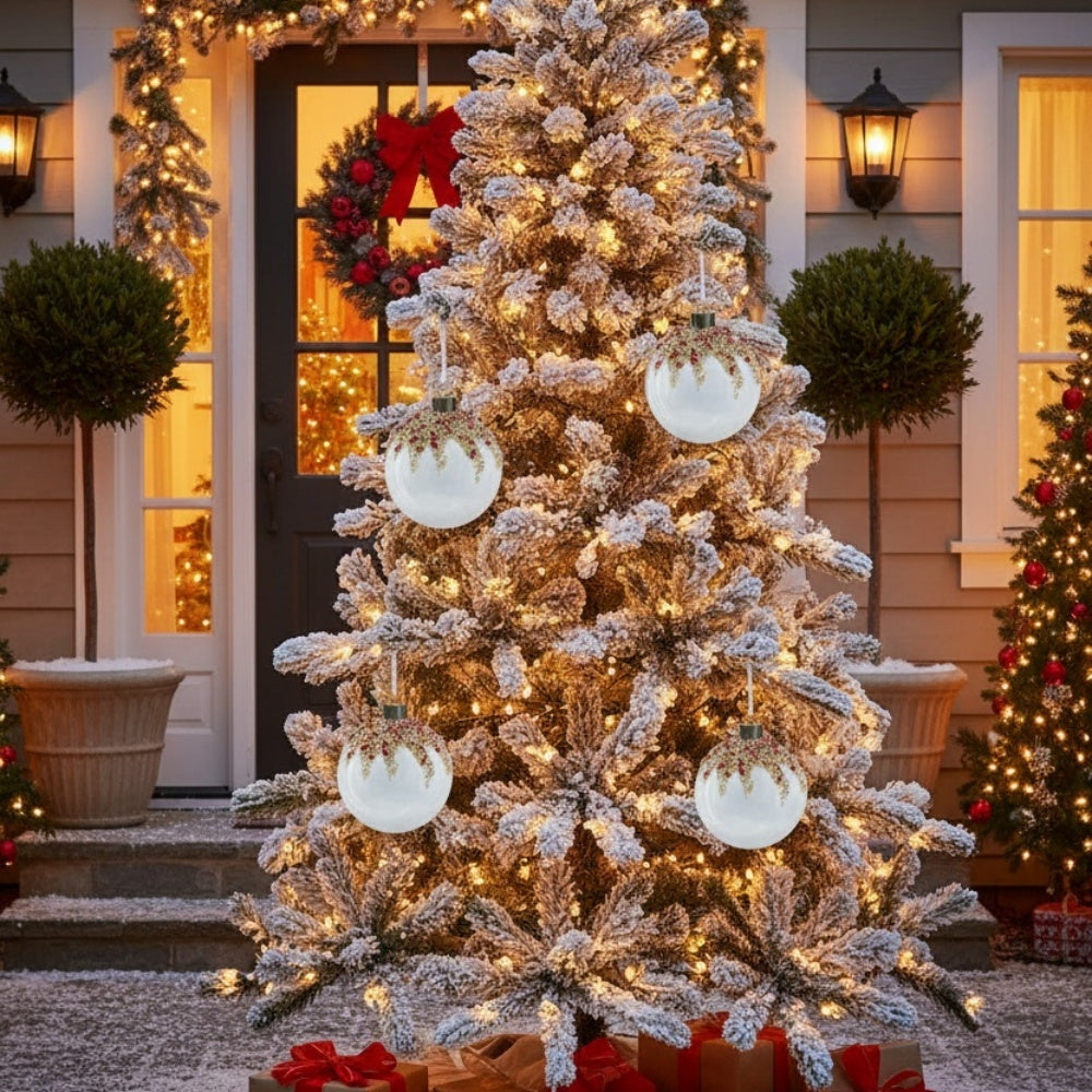 6PCS Glass Christmas Tree Ball Ornaments – 3.9” Festive Holiday Decor