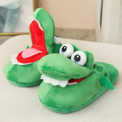 Funny Plush Cotton Slippers – Talking Mouth, Cozy Winter Indoor Footwear