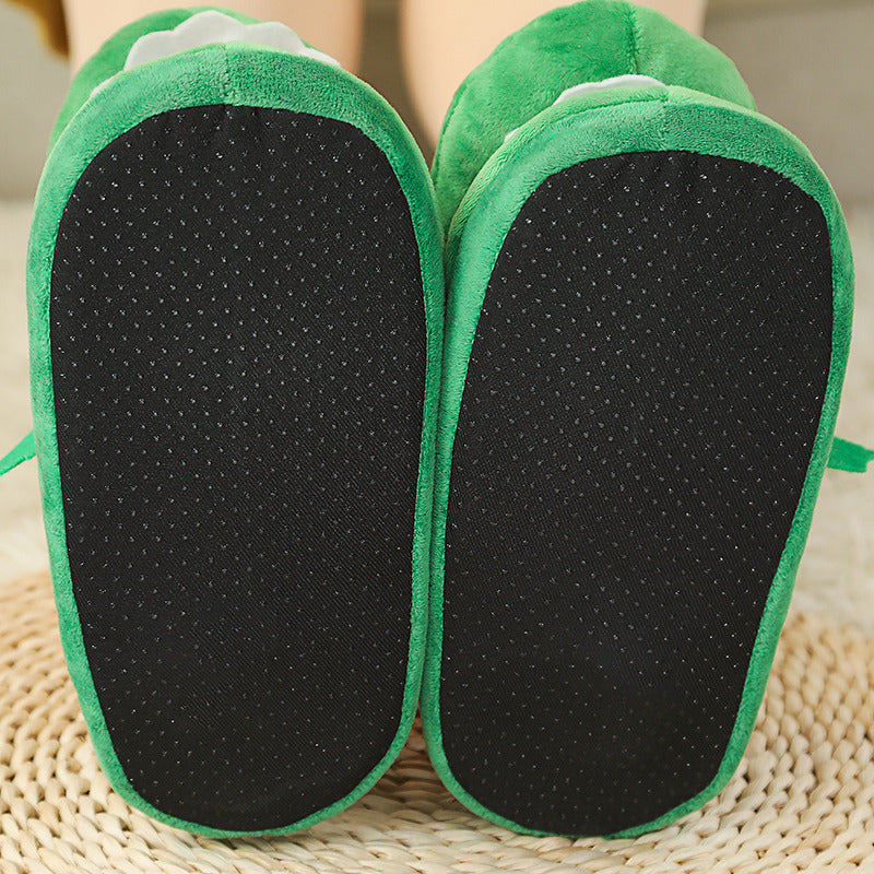 Funny Plush Cotton Slippers – Talking Mouth, Cozy Winter Indoor Footwear