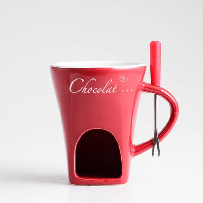 Mini Ceramic Fondue Mug Set – Chocolate, Cheese & Butter Melting Pot