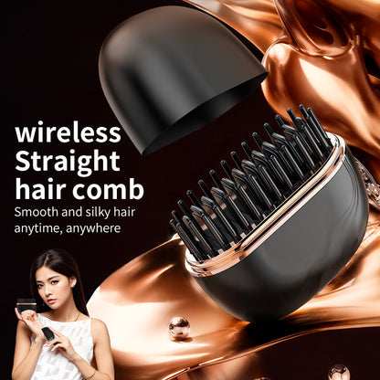 Mini Wireless Hair Straightening Comb – Portable & Gentle Styling Tool