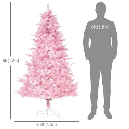 6FT Artificial Pink Christmas Tree – Holiday Decoration with Automatic Branch Opening