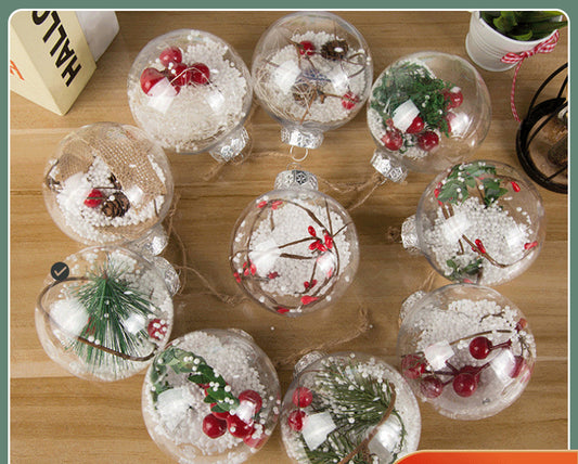 10 Pcs Holiday Theme Christmas Tree Decoration Pendant Plastic Ball