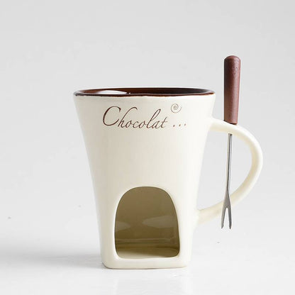 Mini Ceramic Fondue Mug Set – Chocolate, Cheese & Butter Melting Pot