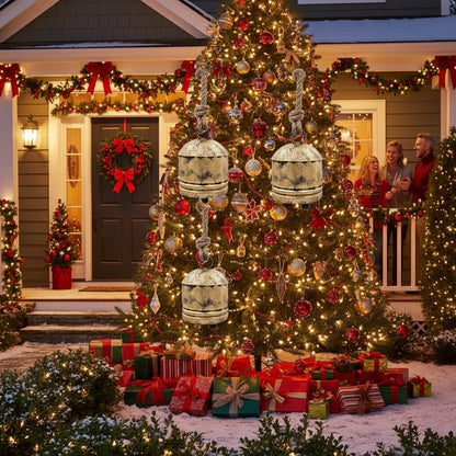 4PCS Christmas Bells Hanging Ornaments – Festive Iron Tree Decorations (5.5x5.5x7.5in)