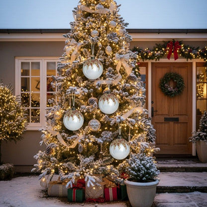 6PCS Glass Christmas Tree Ball Ornaments – 3.9” Festive Holiday Decor