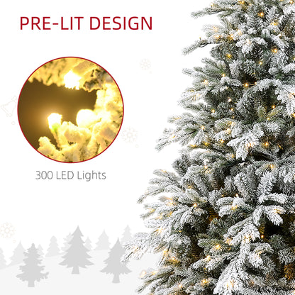 Artificial Prelit Christmas Tree with Warm LED Light and Snow Flocked Branches
