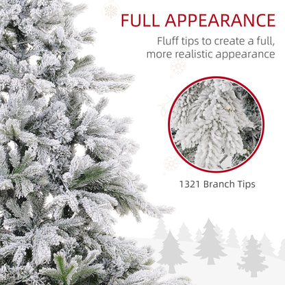 Artificial Prelit Christmas Tree with Warm LED Light and Snow Flocked Branches