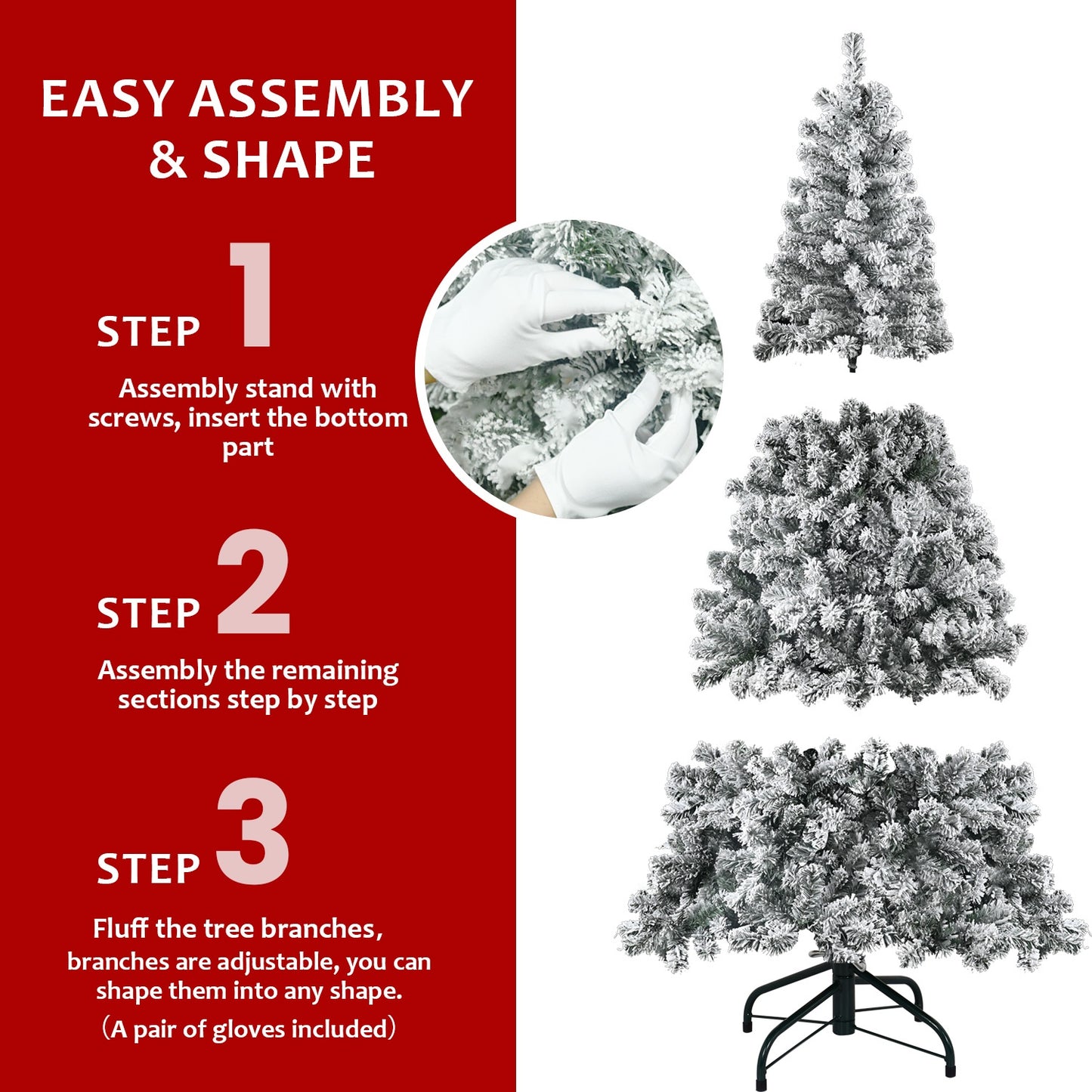 4-Foot Flocked Christmas Tree – Snowflake PVC Artificial Holiday Tree with 233 Decorated Tips