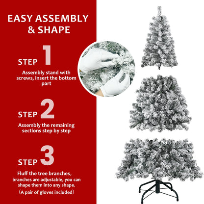 4-Foot Flocked Christmas Tree – Snowflake PVC Artificial Holiday Tree with 233 Decorated Tips
