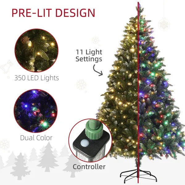 6 Foot Prelit Artificial Christmas Tree With Dual Colour LED Light, Hinged Xmas Tree For Home Office Holiday
