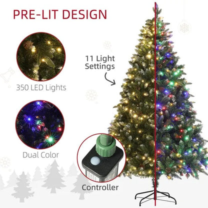 6 Foot Prelit Artificial Christmas Tree With Dual Colour LED Light, Hinged Xmas Tree For Home Office Holiday