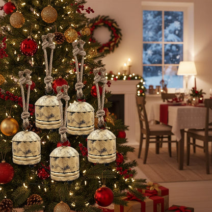 4PCS Christmas Bells Hanging Ornaments – Festive Iron Tree Decorations (5.5x5.5x7.5in)