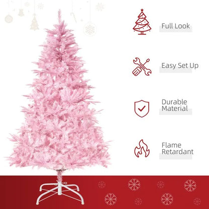 6FT Artificial Pink Christmas Tree – Holiday Decoration with Automatic Branch Opening