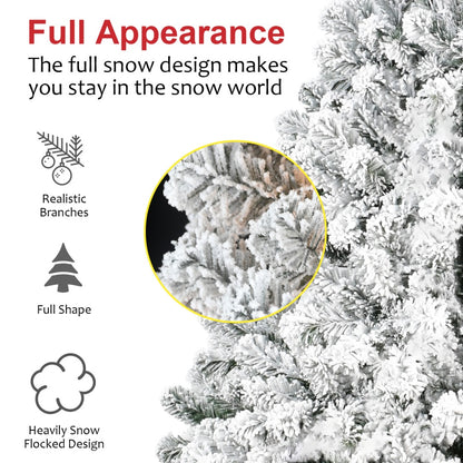 4-Foot Flocked Christmas Tree – Snowflake PVC Artificial Holiday Tree with 233 Decorated Tips