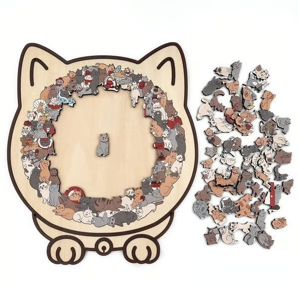 Morandi Cat-shaped Wooden Puzzle