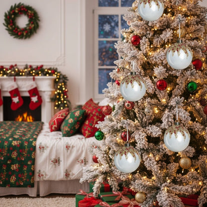 6PCS Glass Christmas Tree Ball Ornaments – 3.9” Festive Holiday Decor