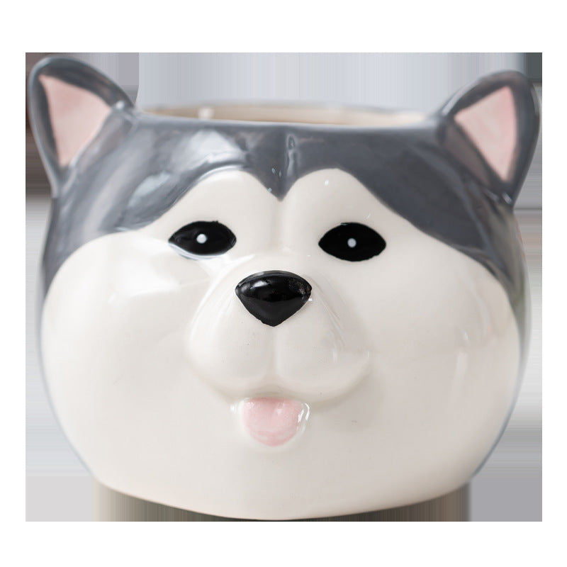 Maceta de cerámica con forma de animal de dibujos animados para jardinería doméstica