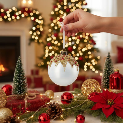6PCS Glass Christmas Tree Ball Ornaments – 3.9” Festive Holiday Decor