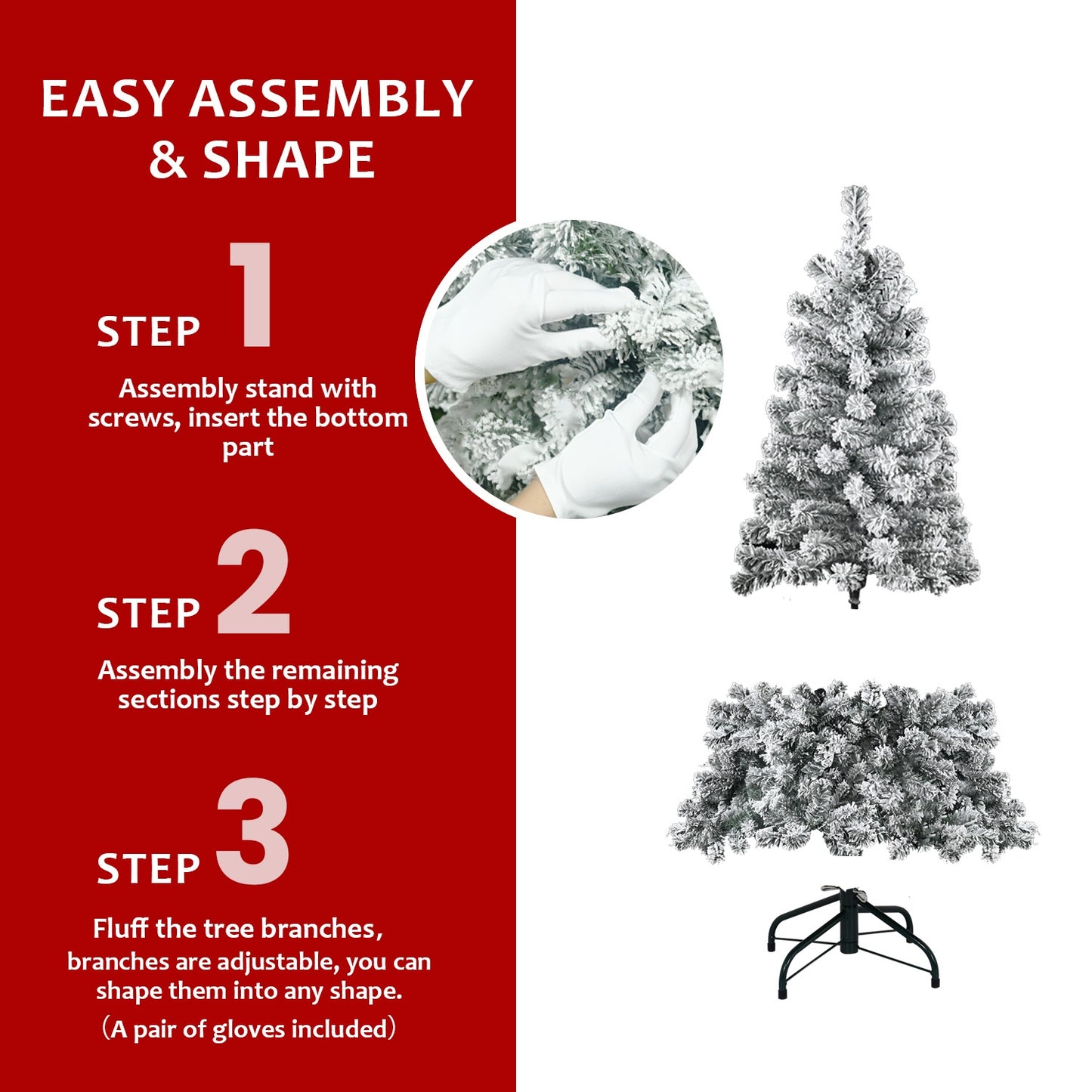 4-Foot Flocked Christmas Tree – Snowflake PVC Artificial Holiday Tree with 233 Decorated Tips