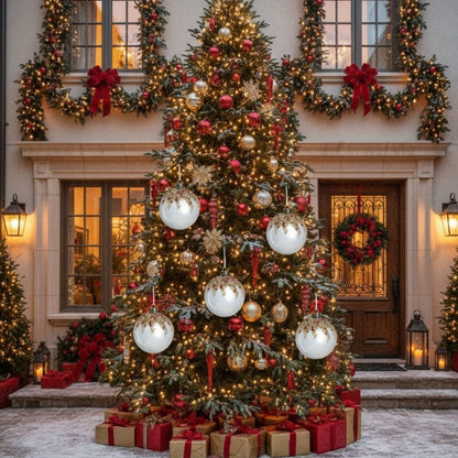 6PCS Glass Christmas Tree Ball Ornaments – 3.9” Festive Holiday Decor